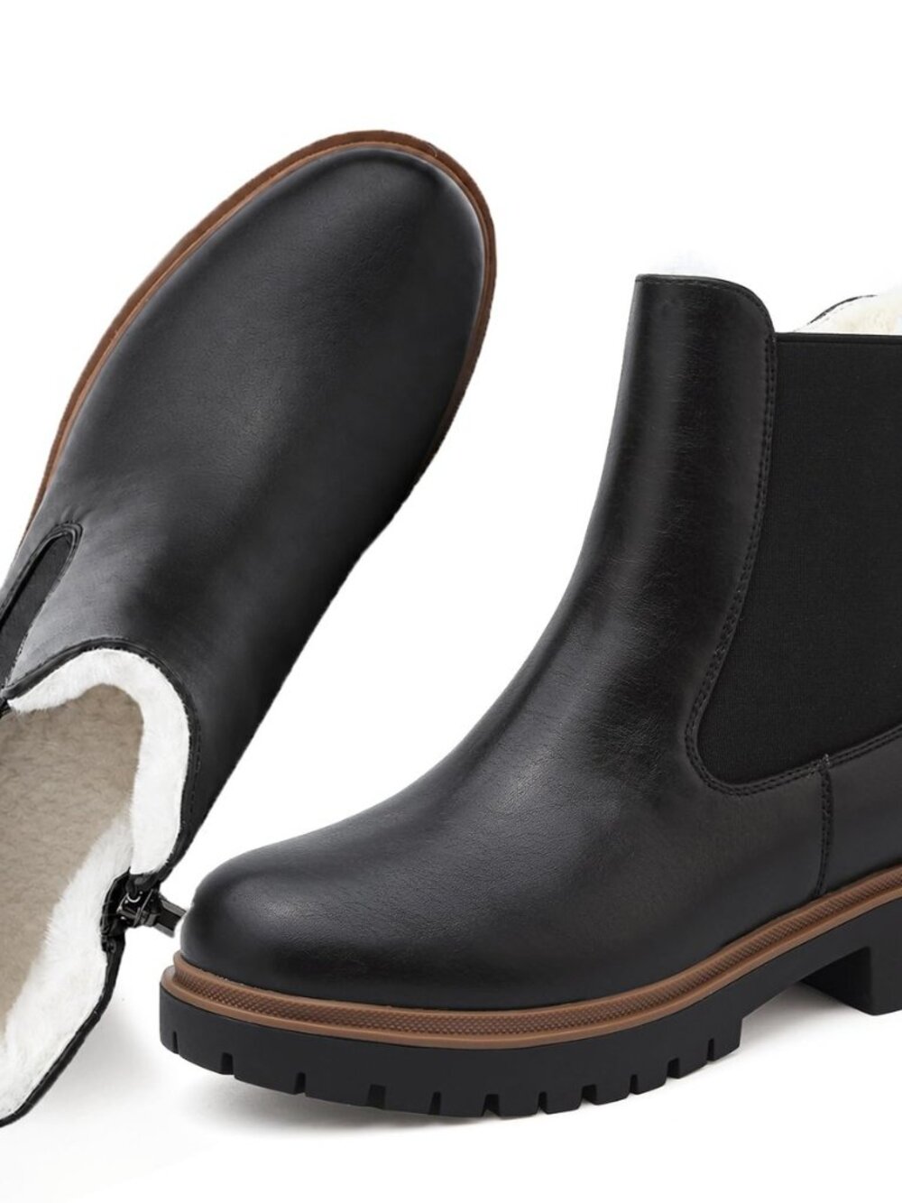 Winter Chelsea Boots for Women Waterproof Fur Lined Platform